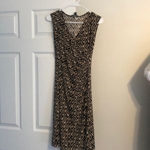 Lauren Ralph Lauren Brown and tan faux wrap dress
